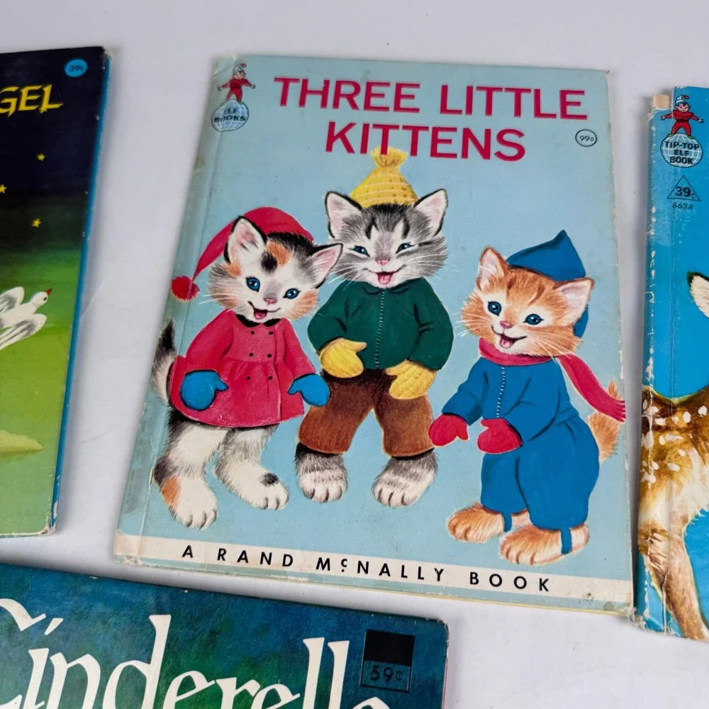 Vintage Children Hardback Books Lot of 5 Wonder Books Barbie Three Little Kitten